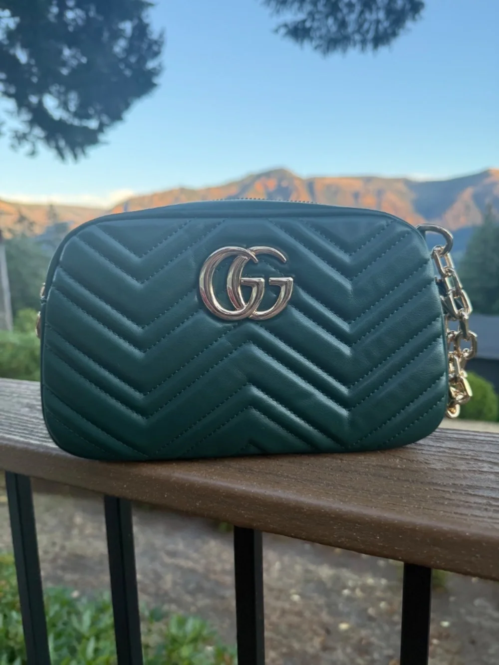 Green Chevron Camera Bag